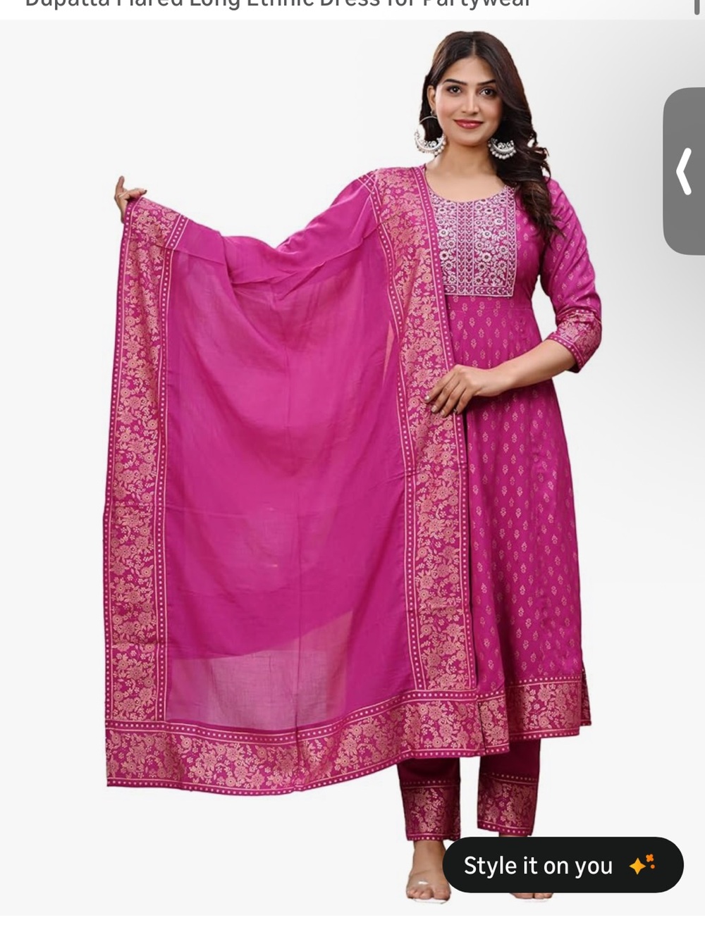 Bright Fuchsia Embroidered Ethnic Salwar Suit with Dupatta
